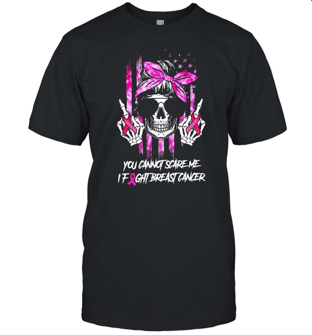 Promotions Skull You Cant Scare Me Fight Breast Cancer Shirt 