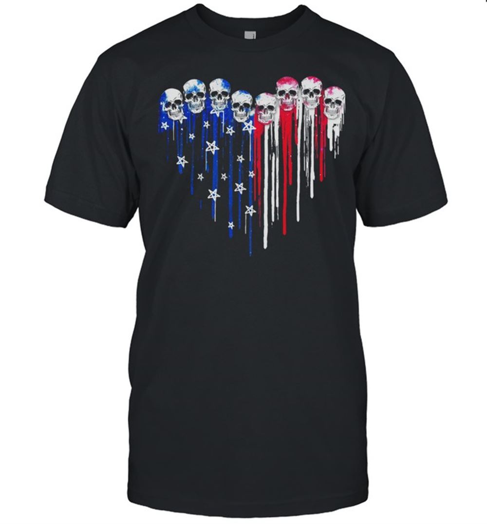 Limited Editon Skulls Heart American Flag Shirt 