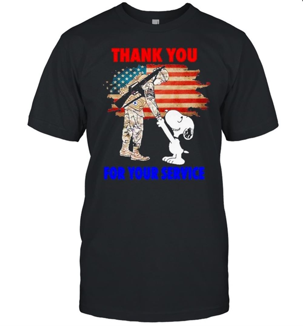 Happy Veteran And Snoopy Thank You For Your Service American Flag Shirt 