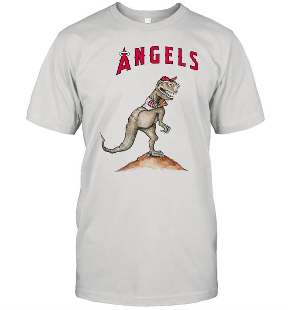 Happy Los Angeles Angels T-rex Throw A Baseball Shirt 