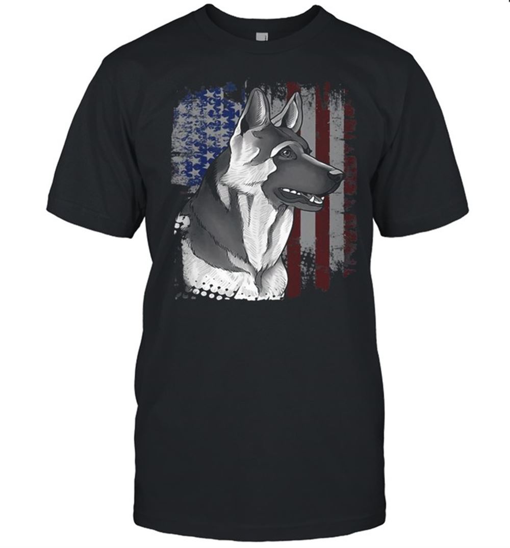 Interesting Patriotic American Flag German Shepard Shirt 