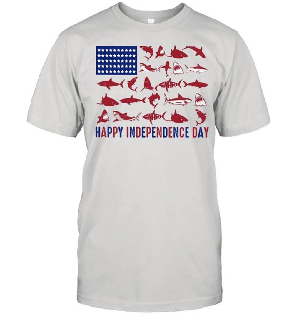 Attractive Shark Happy Independence Day American Flag Shirt 