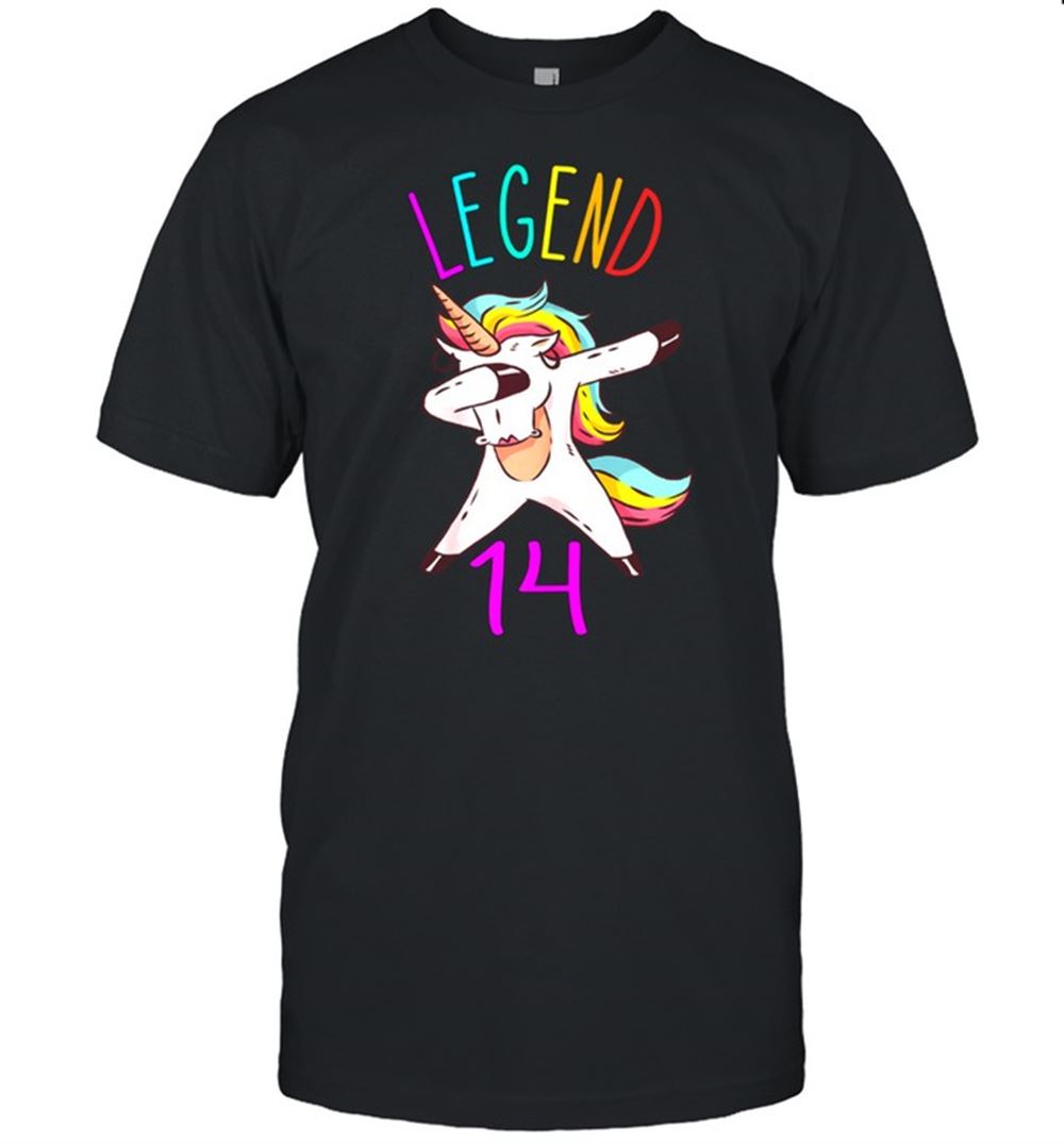 Awesome Legend 14 Years Old Dabbing Unicorn Dab 14th Birthday Shirt 