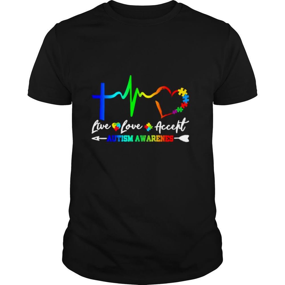 Awesome Live Love Accept Autism Awarenes T Shirt 