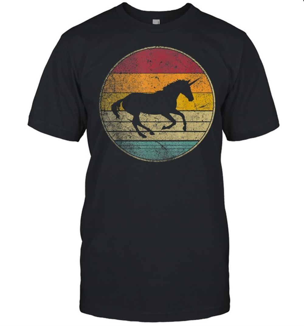 Interesting Unicorn Horse Vintage Distressed Retro Silhouette 70s 80s Shirt 