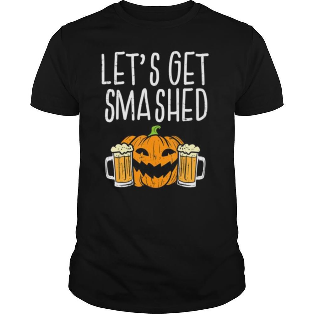 Gifts Lets Get Smashed Jack O Lantern Beer Halloween Drinking Shirt 