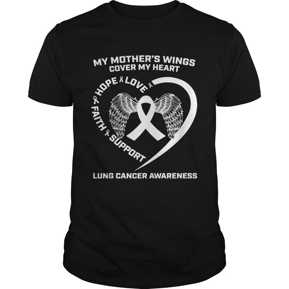 Gifts My Mothers Wings Cover My Heart Mom Lung Cancer Awareness Shirt 