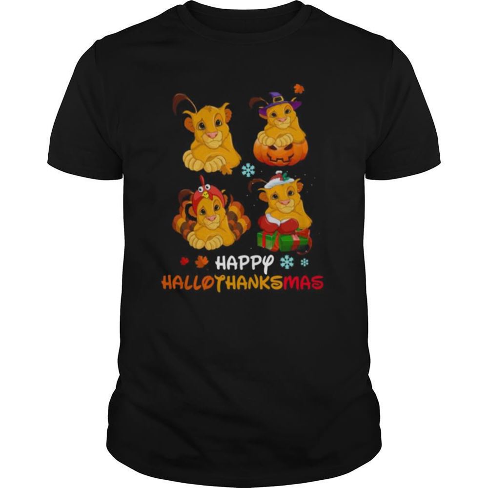 High Quality Simba Disney Halloween And Merry Christmas Happy Hallothanksmas Shirt 