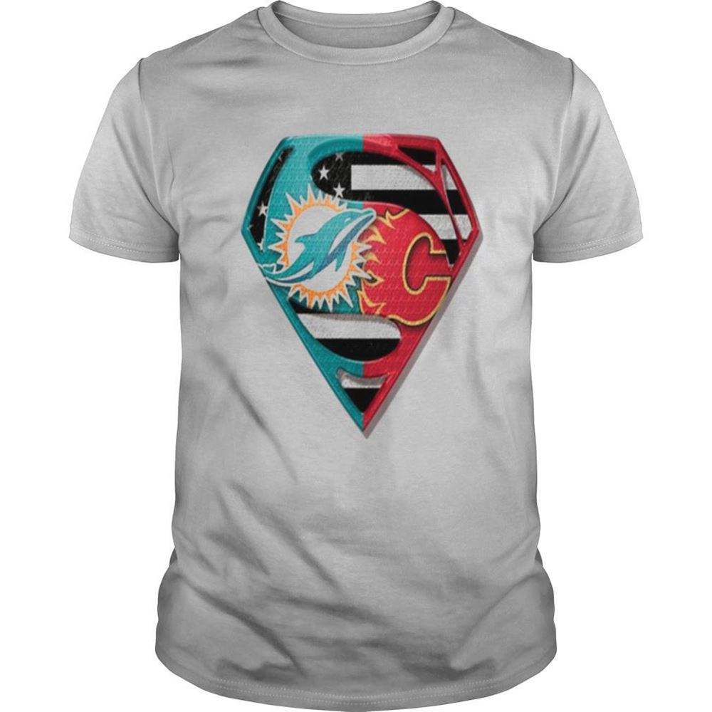 Gifts Superman Miami Dolphins Vs Calgary Flames 2020 Shirt 