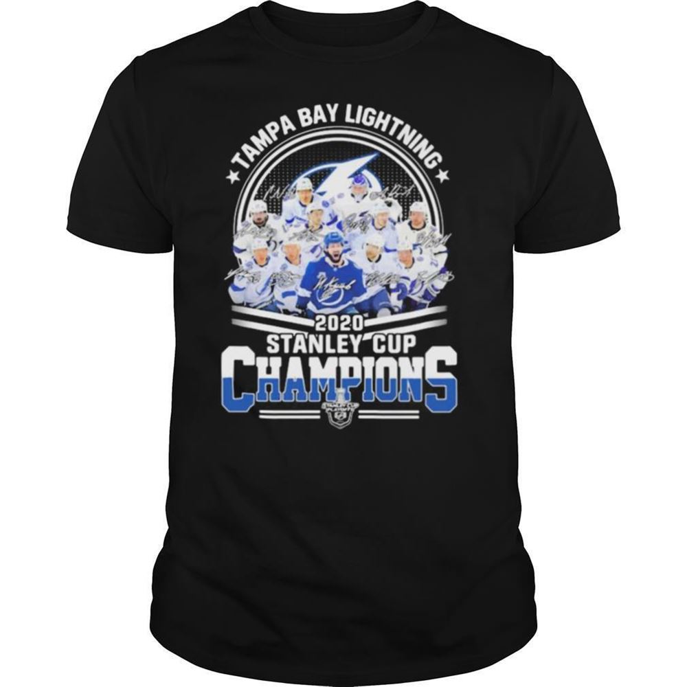 Gifts Tampa Bay Lightning 2020 Stanley Cup Champions Signatures Shirt 