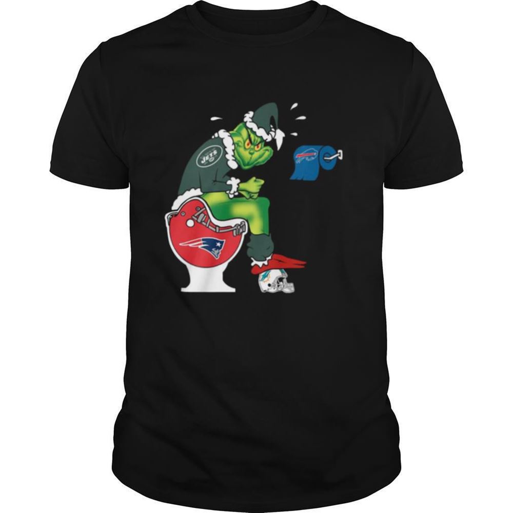Promotions The Grinch New York Jets Shit On Toilet New England Patriots And Other Teams Christmas Shirt 