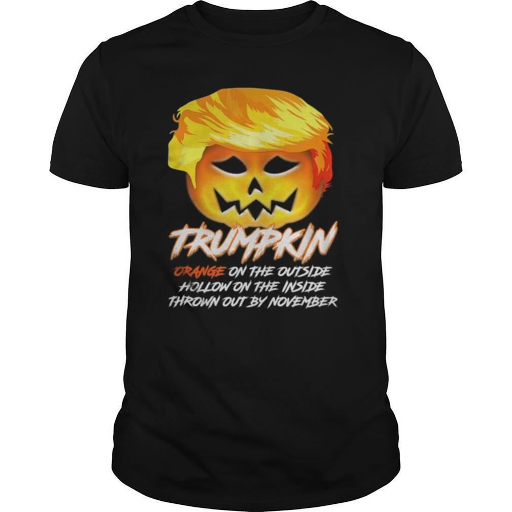 Attractive Trumpkin Halloween Orange On The Outside Hollow On Inside Shirt 