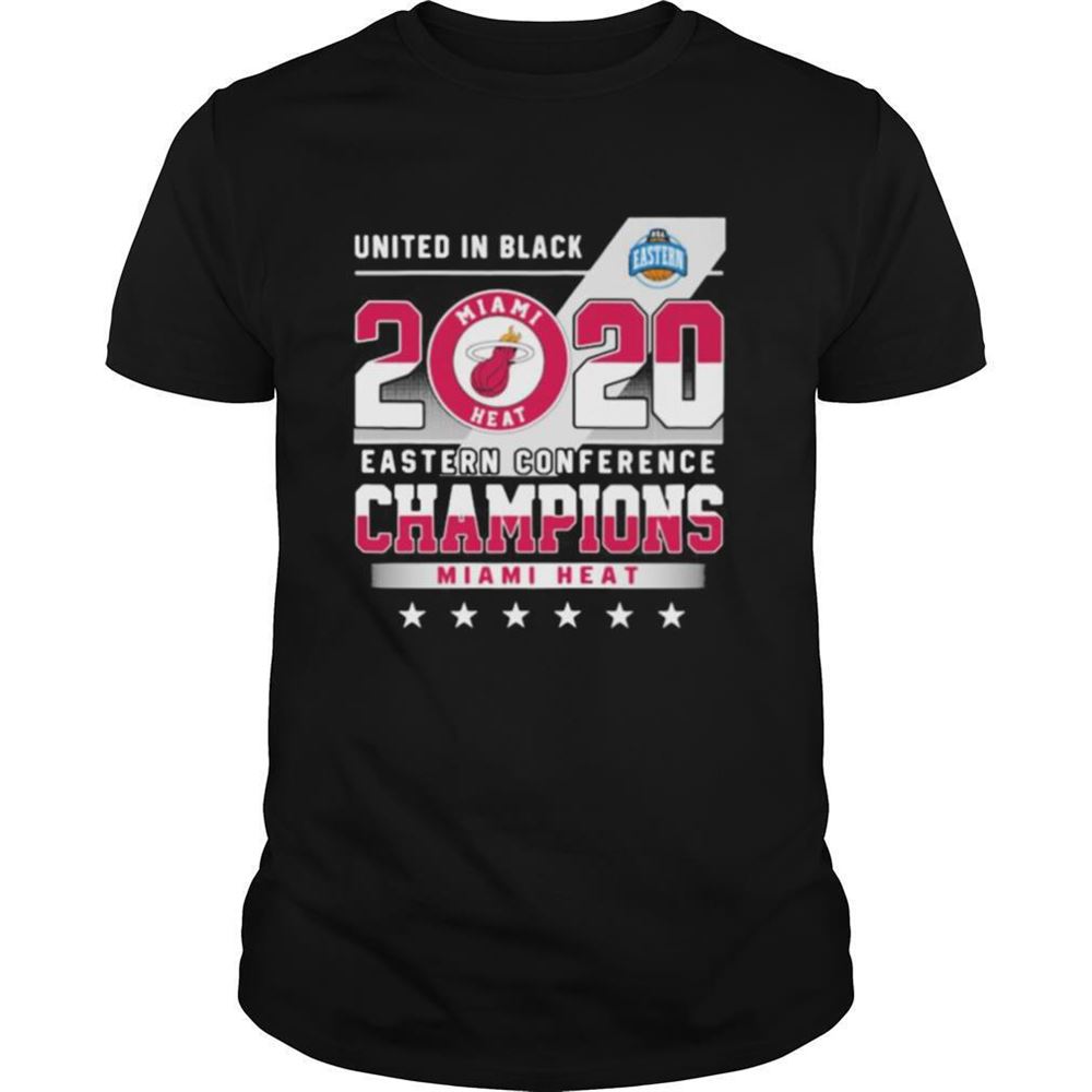Amazing United In Black 2020 Eastern Conference Champions Miami Heat Stars Shirt 