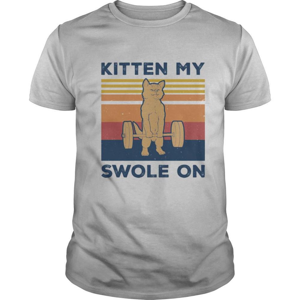 Promotions Weightlifting Cat Kitten My Swole On Vintage Retro Shirt 