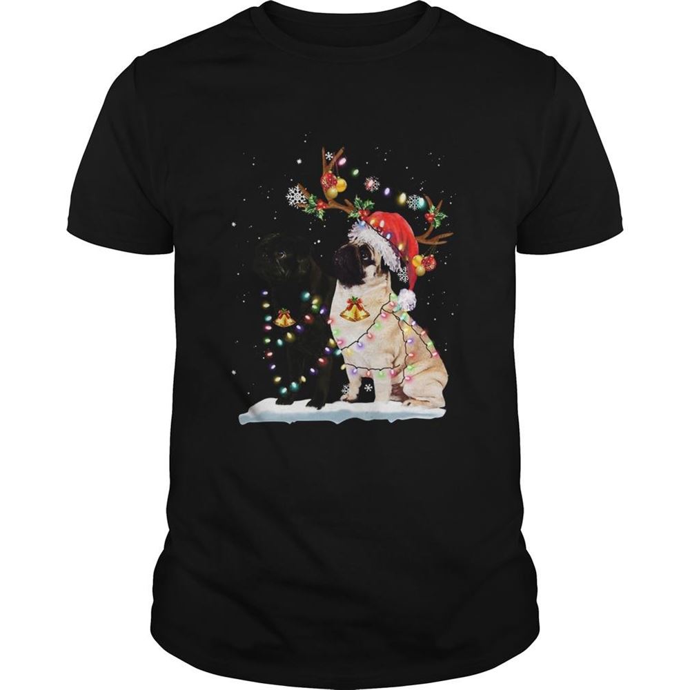 Gifts Xmas Pug Santa Merry Christmas Light Shirt 
