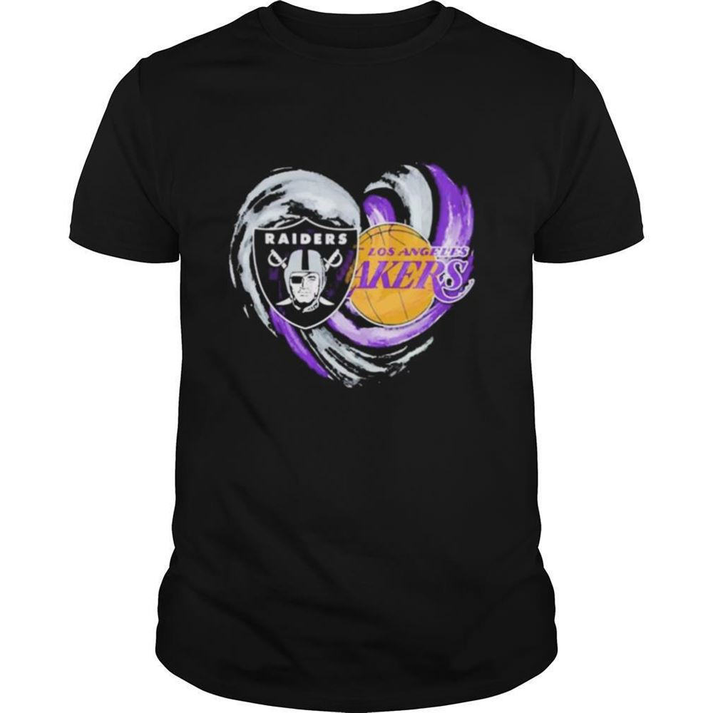Best Las Vegas Raiders And Los Angeles Lakers Heart Shirt 