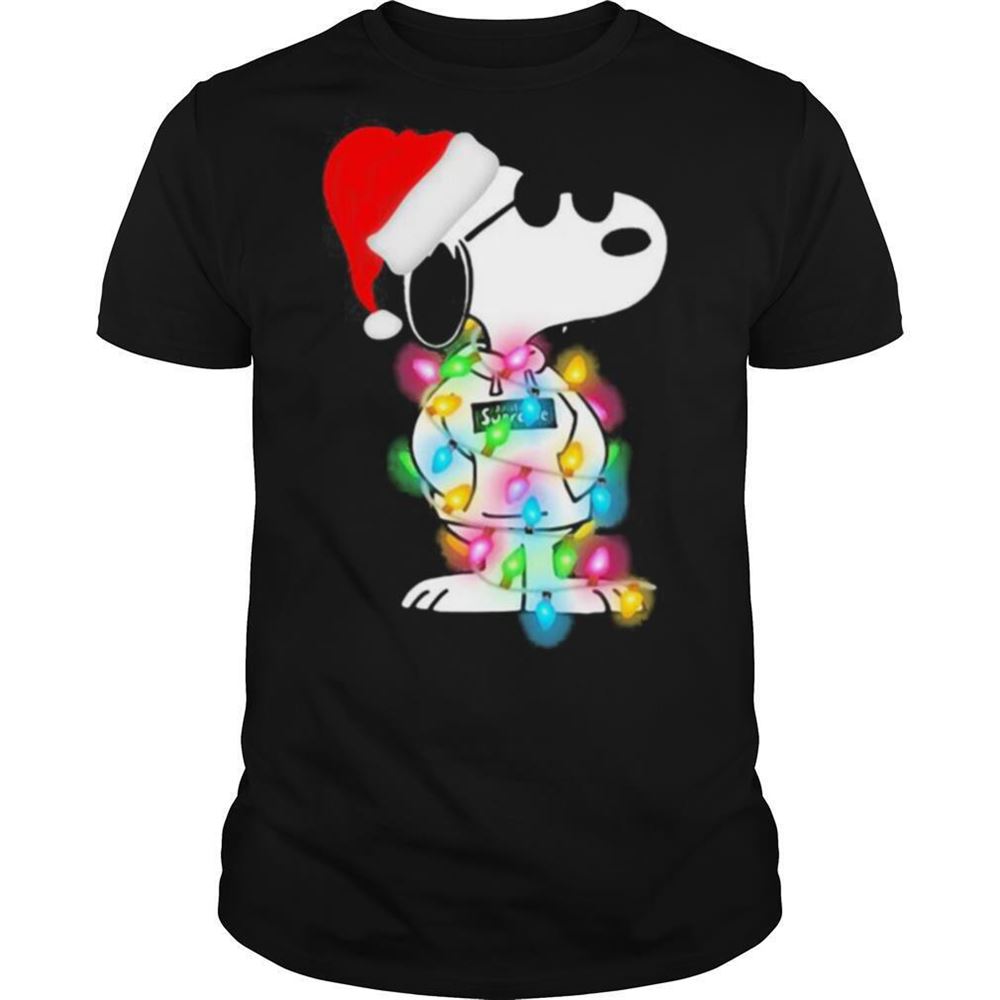 Great Lights Wrap Around Snoopy Hat Santa Christmas Shirt 