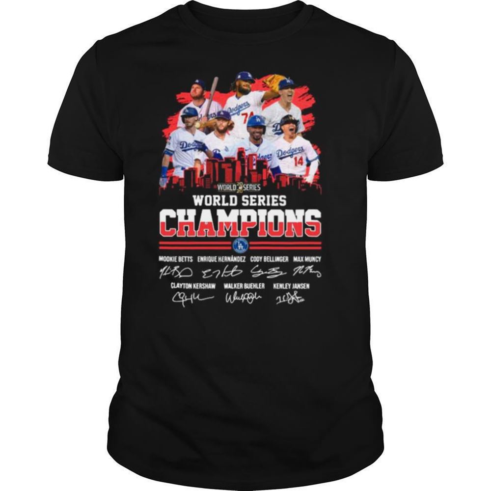 Gifts Los Angeles Dodgers 2020 World Series Champions Signatures Shirt 
