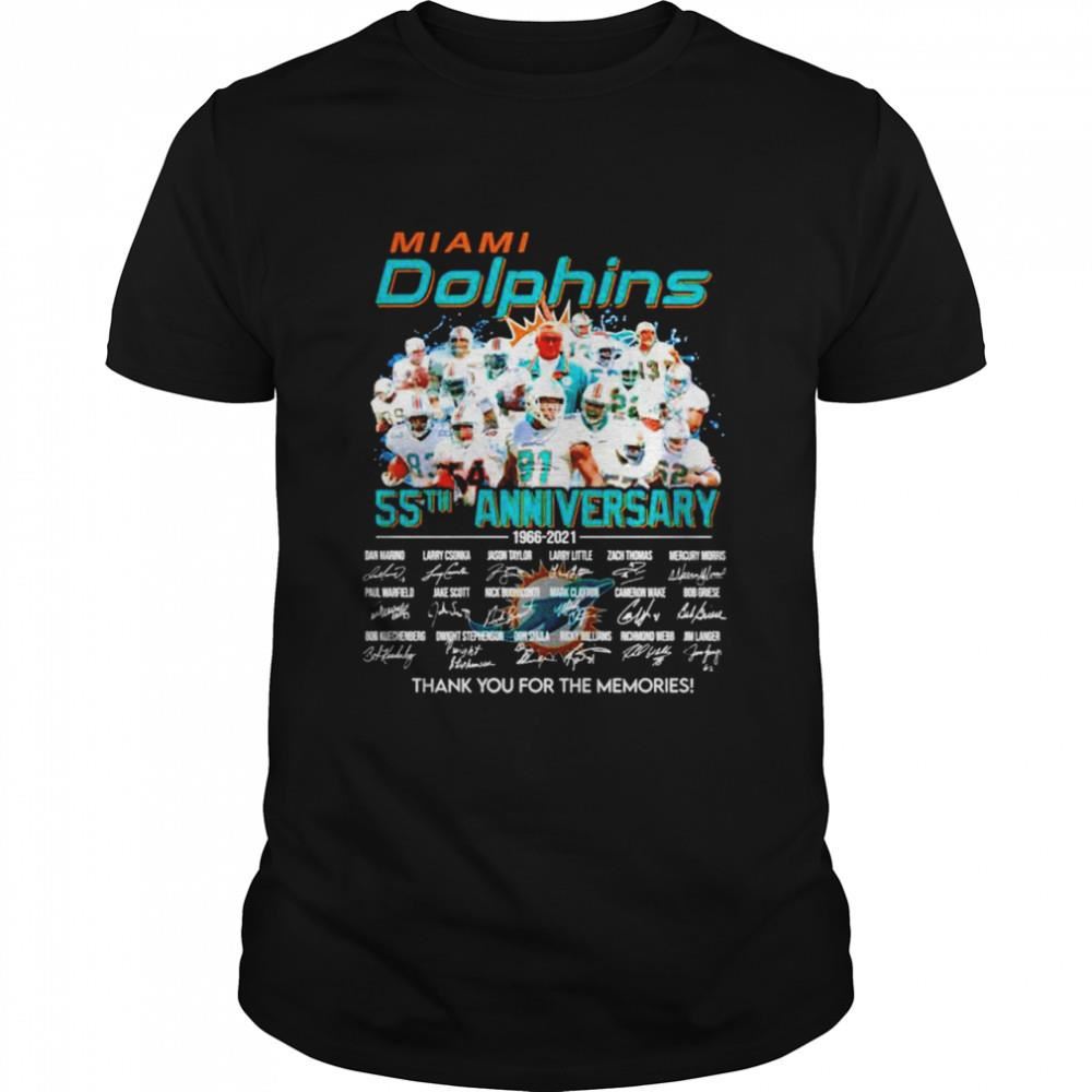 Awesome Miami Dolphins 55th Anniversary 1966 2021 Thank You For The Memories Signatures Shirt 