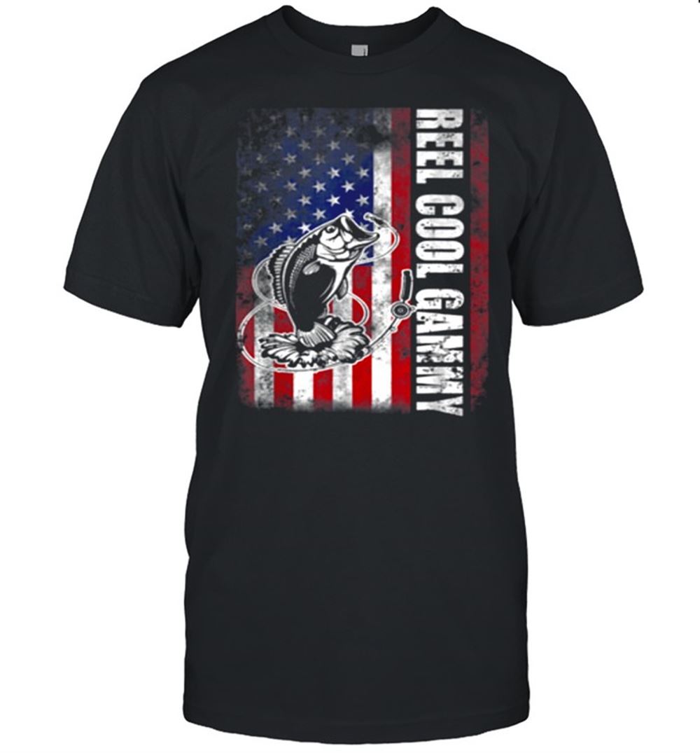 Promotions Reel Cool Gammy Vintage American Flag Fishing Shirt 
