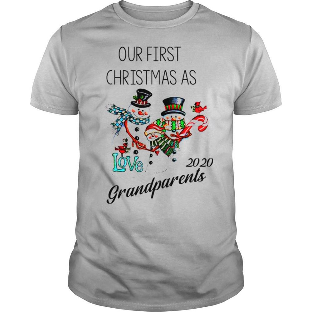 Attractive Snowman Our First Christmas Love 2020 Grandparents Shirt 