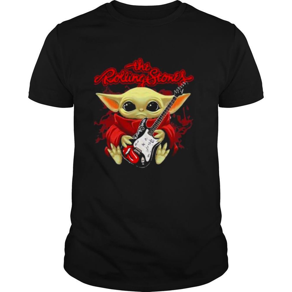 Limited Editon The Rolling Stones Baby Yoda Guitar Shirt 