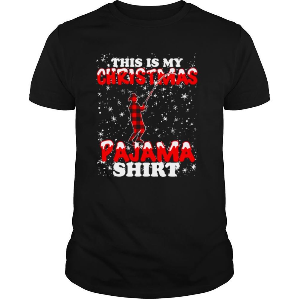 Awesome This Is My Christmas Pajama Fishing Funny Xmas Shirt 