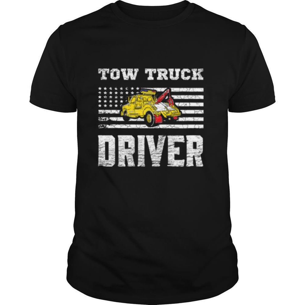 Gifts Tow Truck Driver Yellow Line Daddy Us Flag Distressed Shirt 