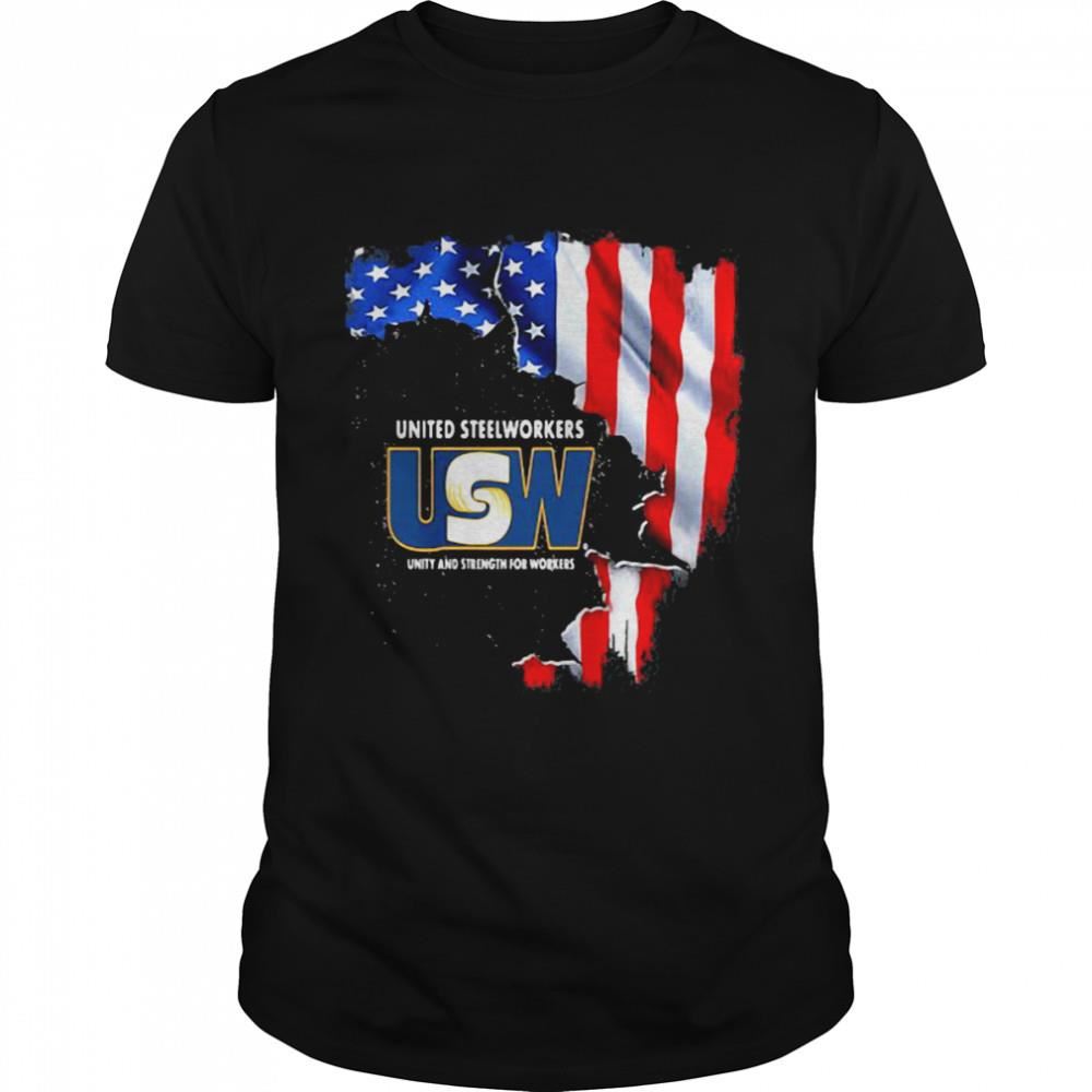 Amazing United Steelworkers Unity And Strength For Works Usa Flag Shirt 