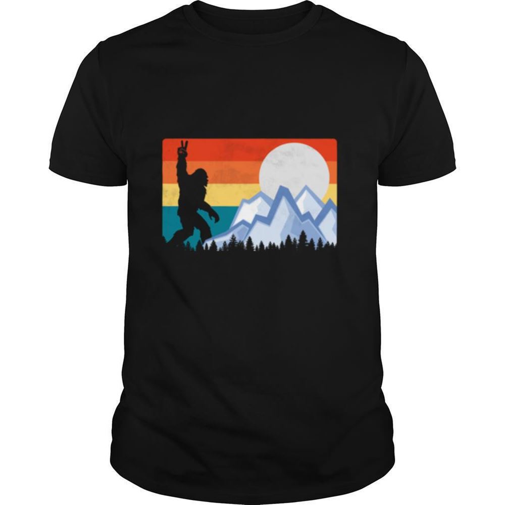 Happy Vintage Bigfoot Sunset Hiking Outdoors Wilderness Shirt 