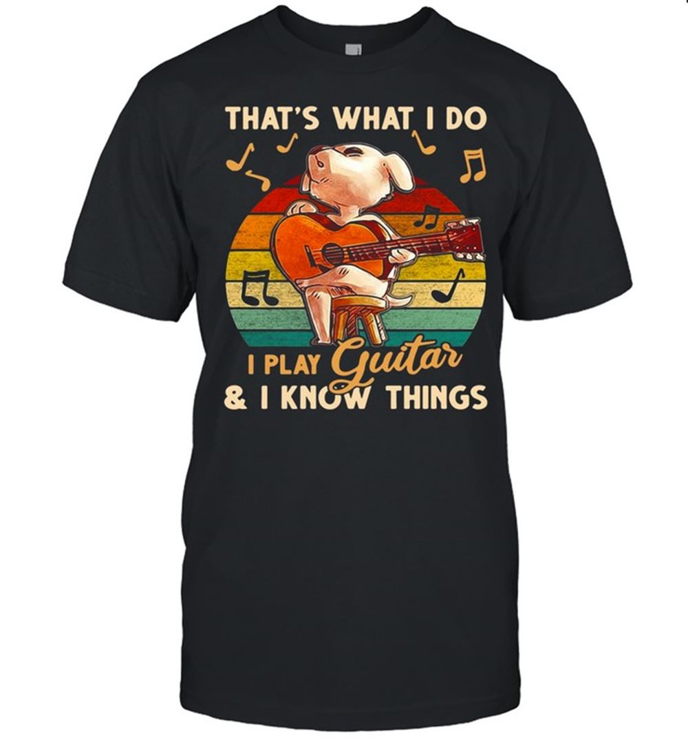 High Quality Vintage Thats What I Do I Play Guitar And I Know Things Dog Shirt 