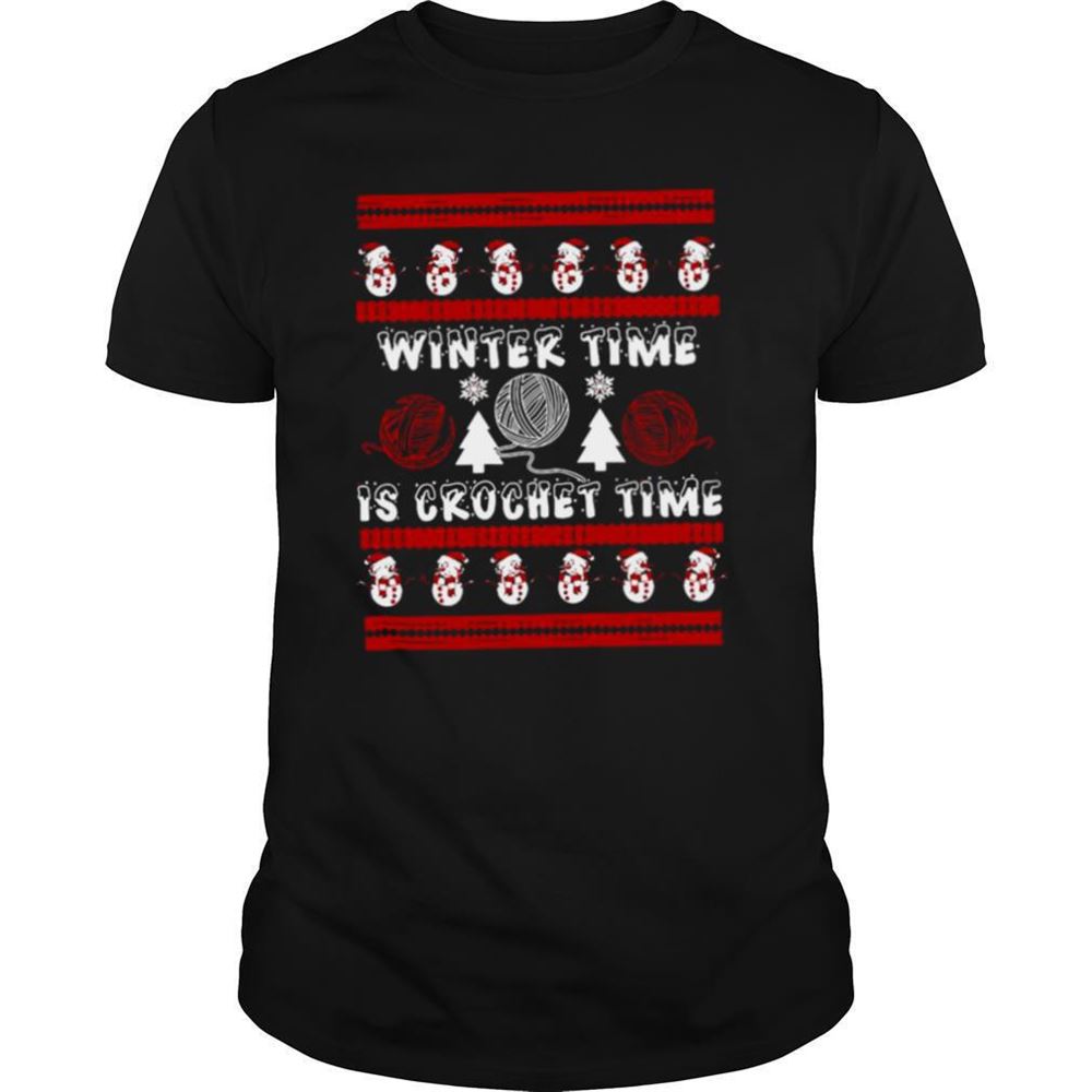 Interesting Winter Time Is Crochet Time Ugly Christmas Shirt 