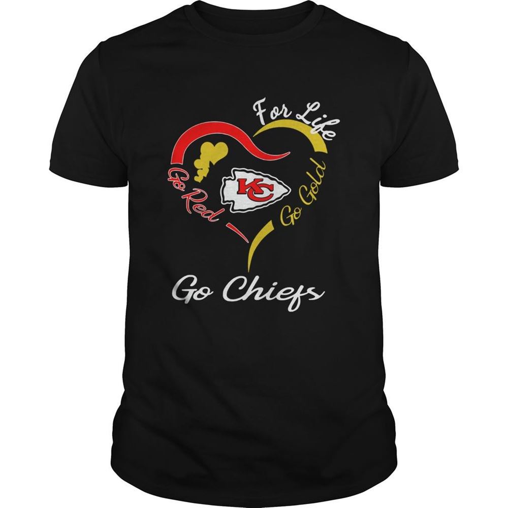 Amazing Kansas City Chiefs Heart For Life Go Red Go Gold Go Chiefs Shirt 