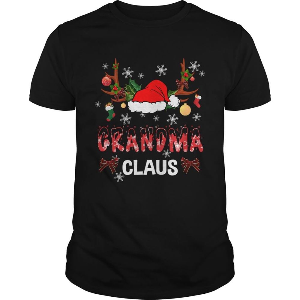 Attractive Merry Christmas Grandma Claus Hat Santa Tshirt 