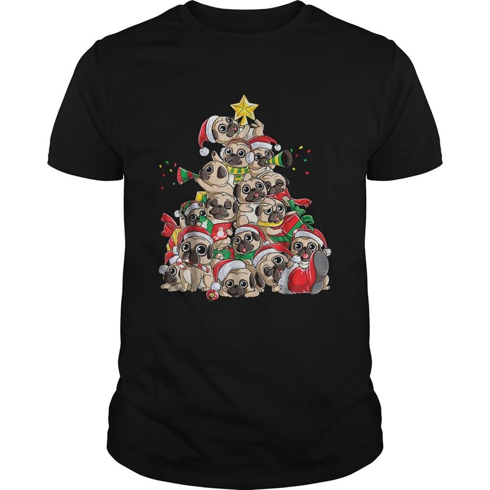 Interesting Merry Pugmas Xmas Tree Santa Boys Gifts Tshirt 