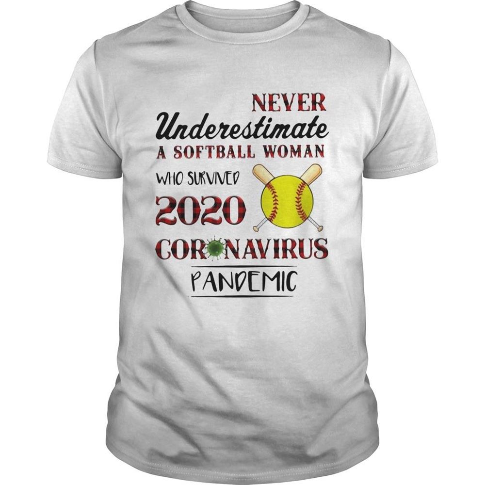 Great Never Underestimate A Softball Woman Who Survived 2020 Coronavirus Pandemic Shirt 
