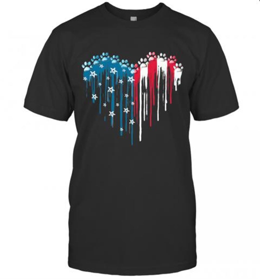 Happy Paw Dog Paint American Flag T-shirt 