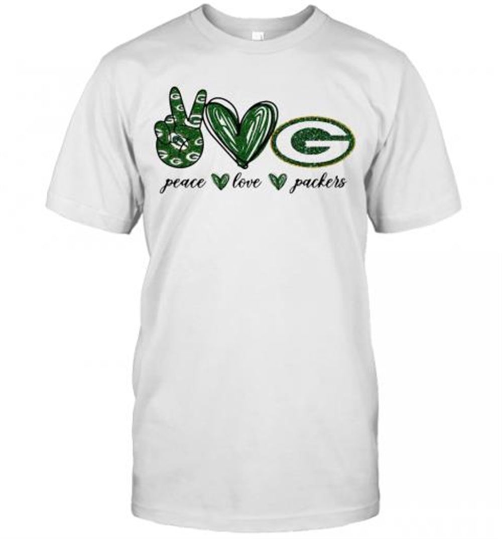 Interesting Peace Love Green Bay Packers Logo T-shirt 