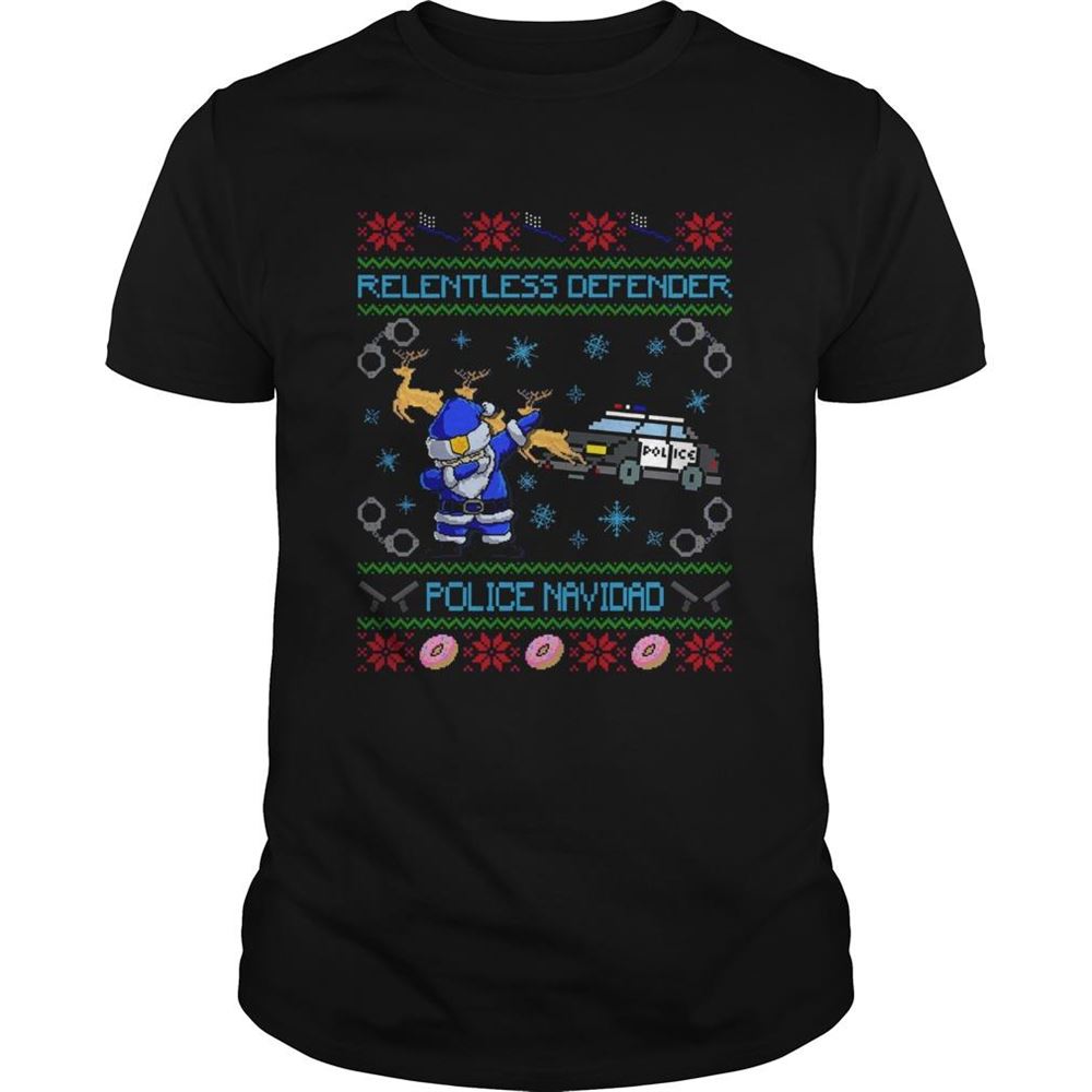 Best Police Santa Dabbing Relentless Defender Police Navidad Ugly Christmas Shirt 