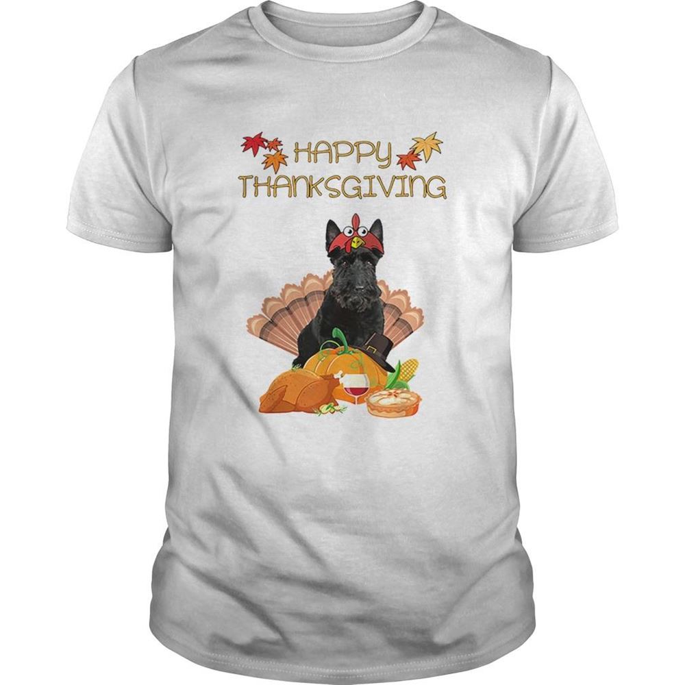 Awesome Premium Happy Thanksgiving Day Scottish Terrier Gift Funny Turkey Shirt 
