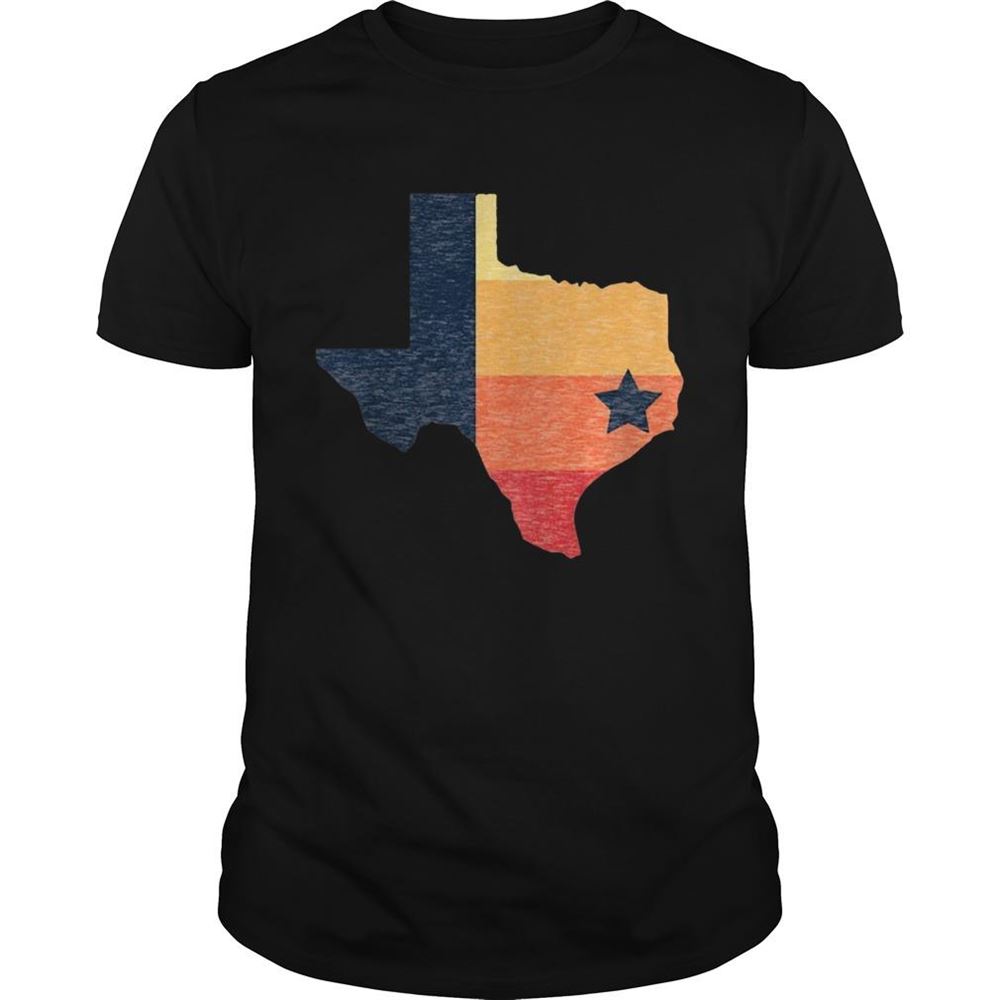 Interesting Retro Houston Baseball Colors Vintage Texas Map Shirt 