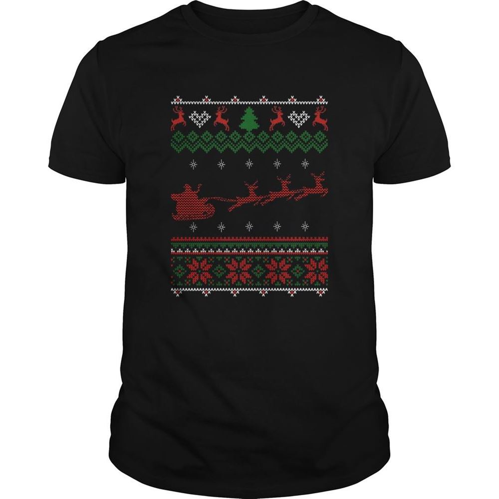 Happy Santa Claus And Deers Ugly Christmas Shirt 