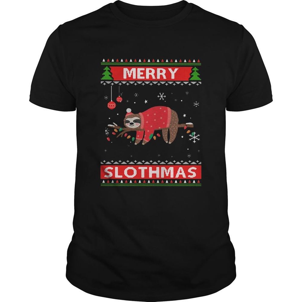 Awesome Sloth Merry Slothmas Ugly Christmas Shirt 