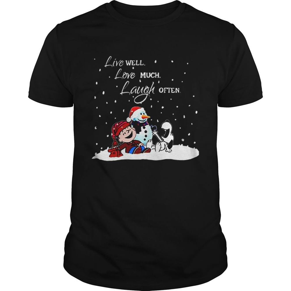 Interesting Snoopy Charlie Brown Live Well Love Much Laugh Often Christmas Shirt 