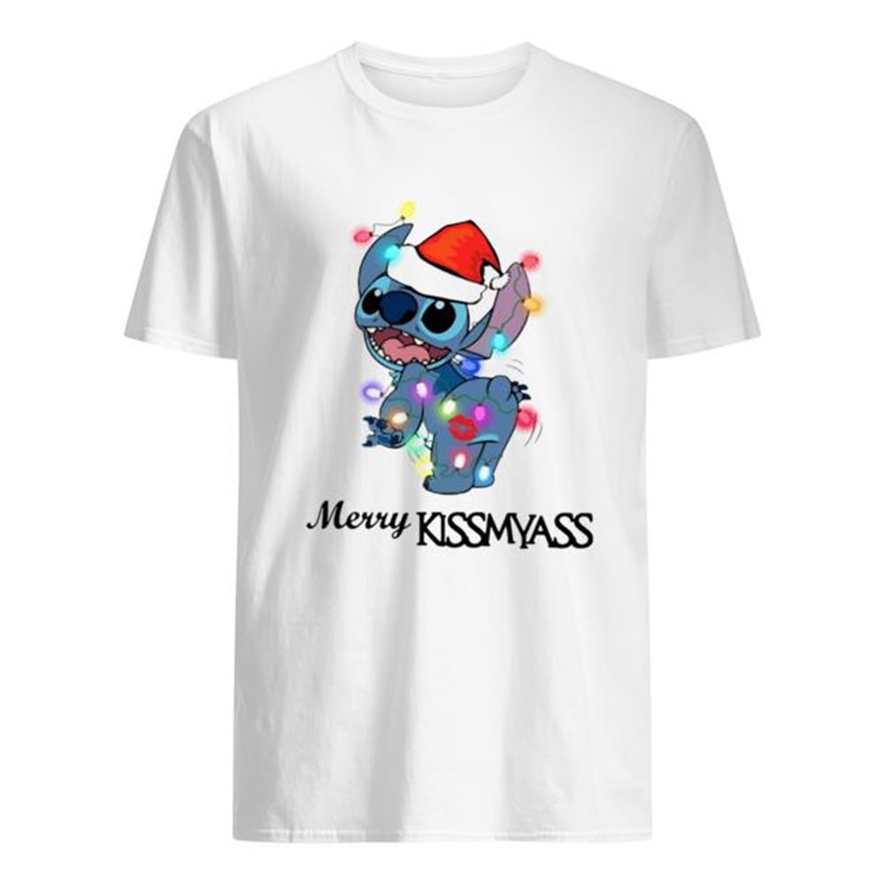 Interesting Stitch Merry Kissmyass Light Christmas Shirt 