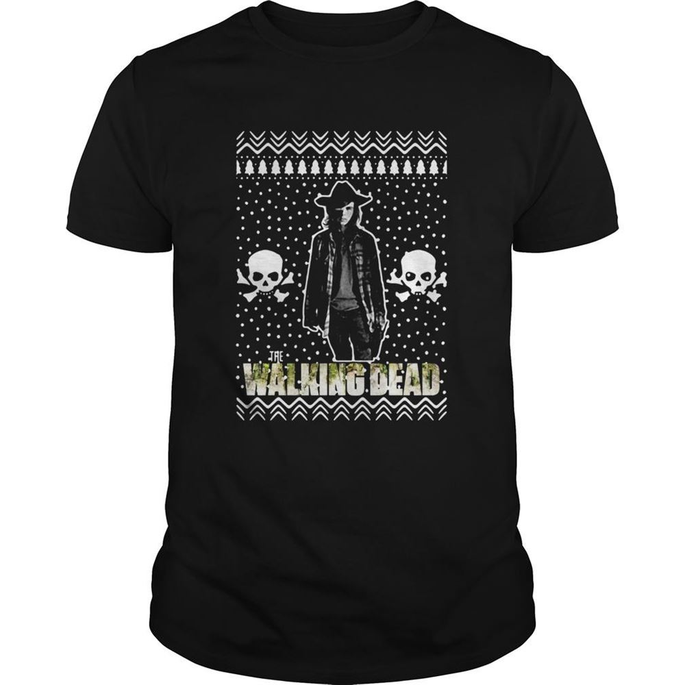 Attractive The Walking Dead Carl Grimes Santa Hat Christmas Shirt 