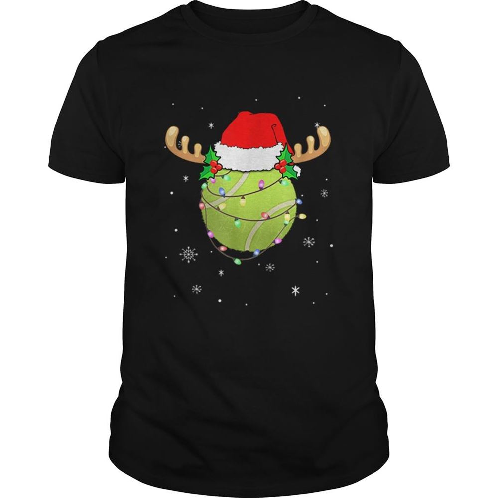 Great Top Santa Hat Tennis Reindeer Christmas Gifts Shirt 