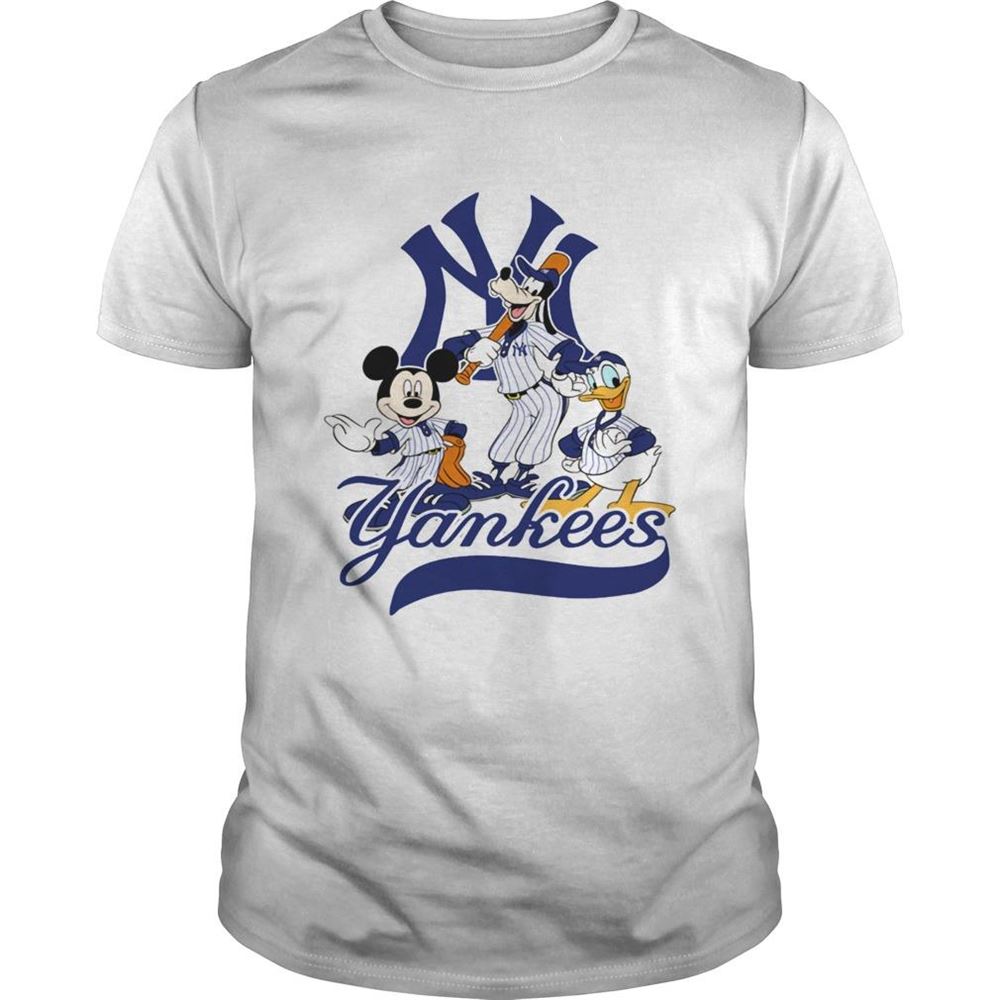 Awesome Mickey Mouse Pluto Donald Duck New York Yankees Shirt 