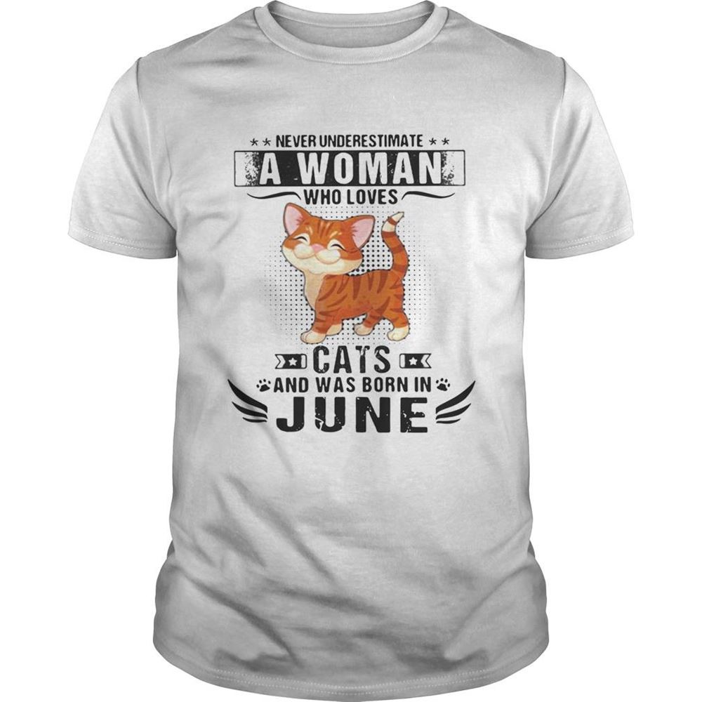 Promotions Never Underestimate A Woman Who Loves Cats And Was Born In June Shirt 