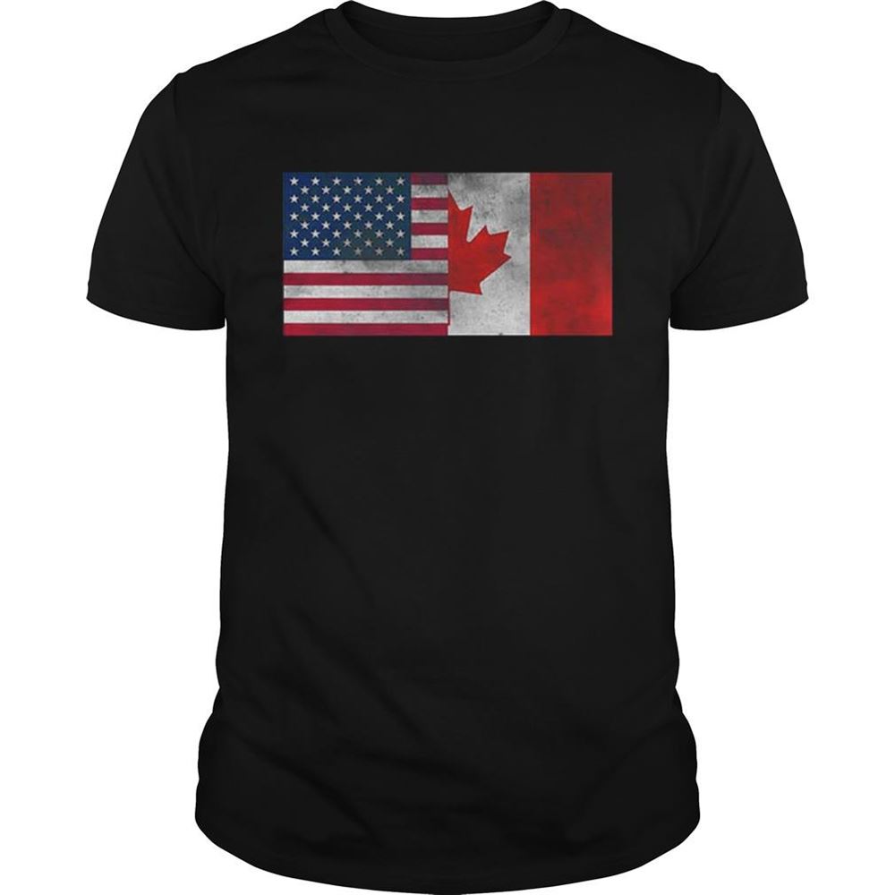 Attractive United States Of American And Canada Flag Fourth Shirt 